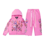 We Are Righteous Kids Risen King Cropped Zip Tracksuit (Pink) (1)