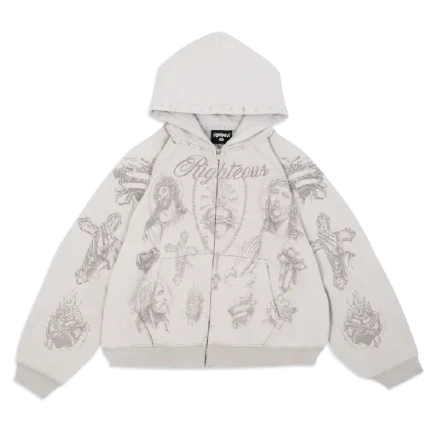 We Are Righteous “Tatted Believer” Zip Up Hoodie (Grey)