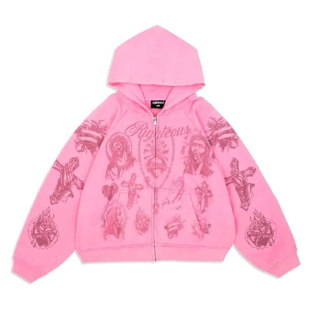 We Are Righteous “Tatted Believer” Zip Up Hoodie (Pink) We Are Righteous “Tatted Believer” Zip Up Hoodie (Pink)